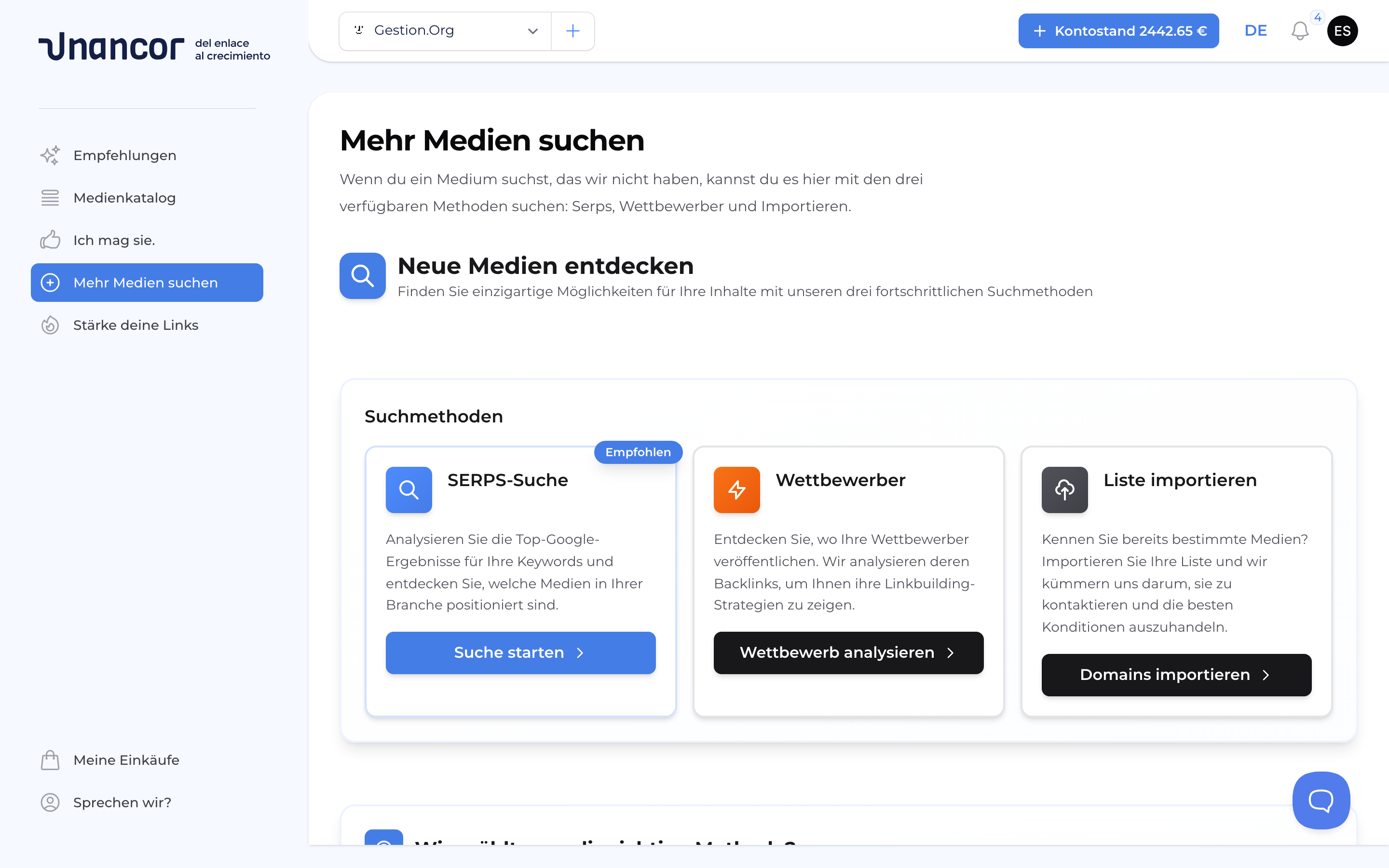 Discovery: Finden Sie Medien außerhalb des Katalogs