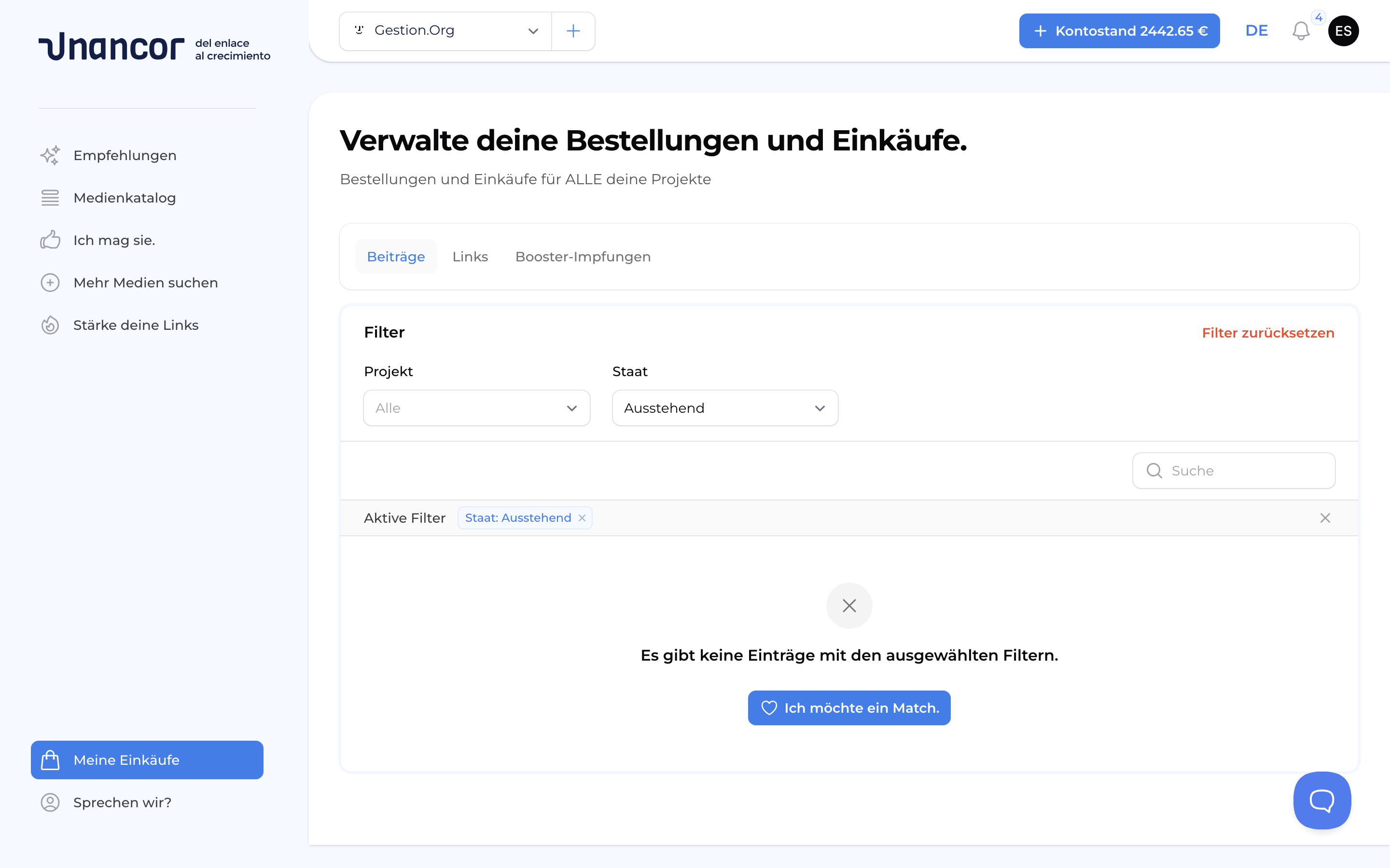 Verfolgen und verwalten Sie Ihre Käufe
