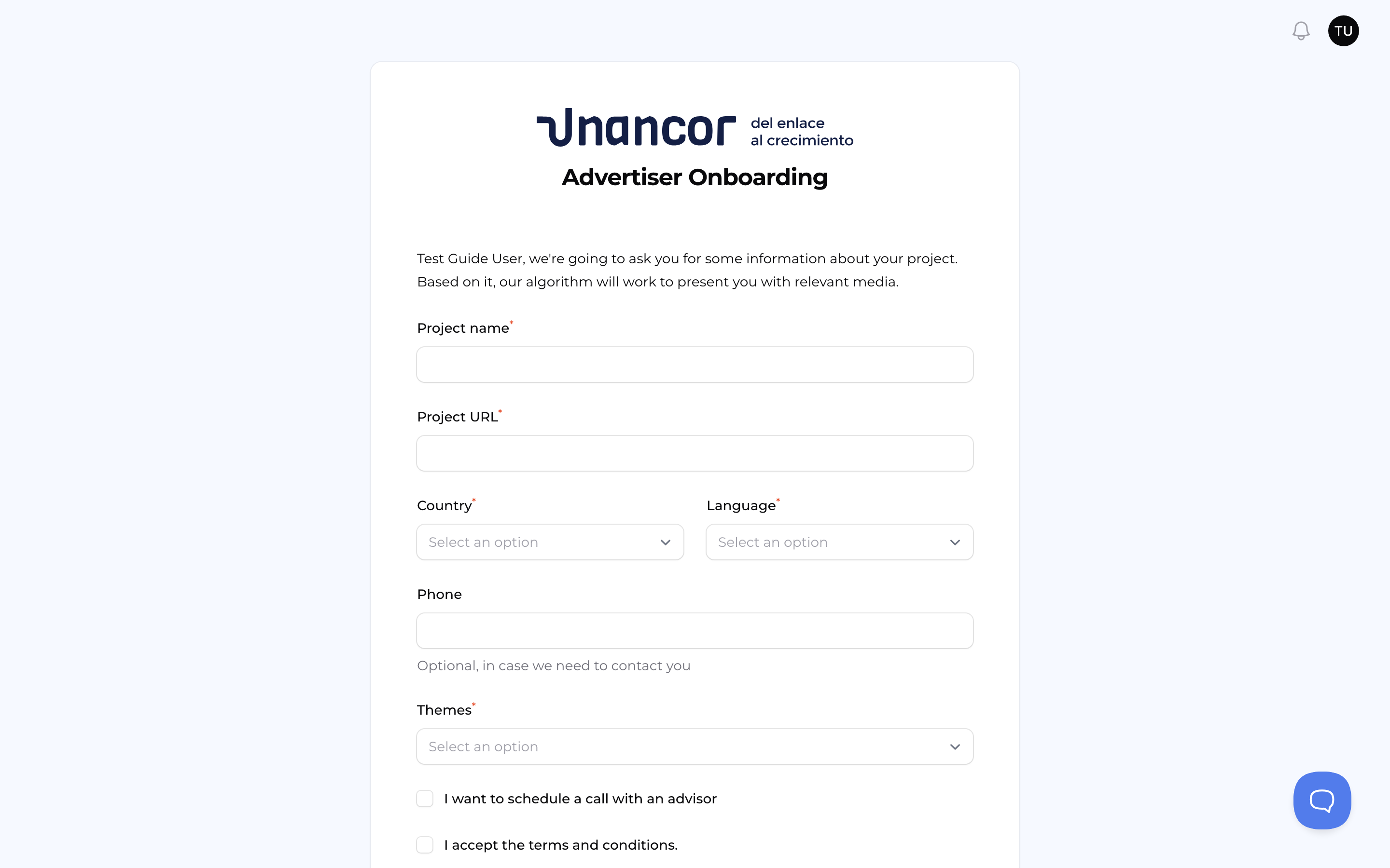 Sign up and create your project