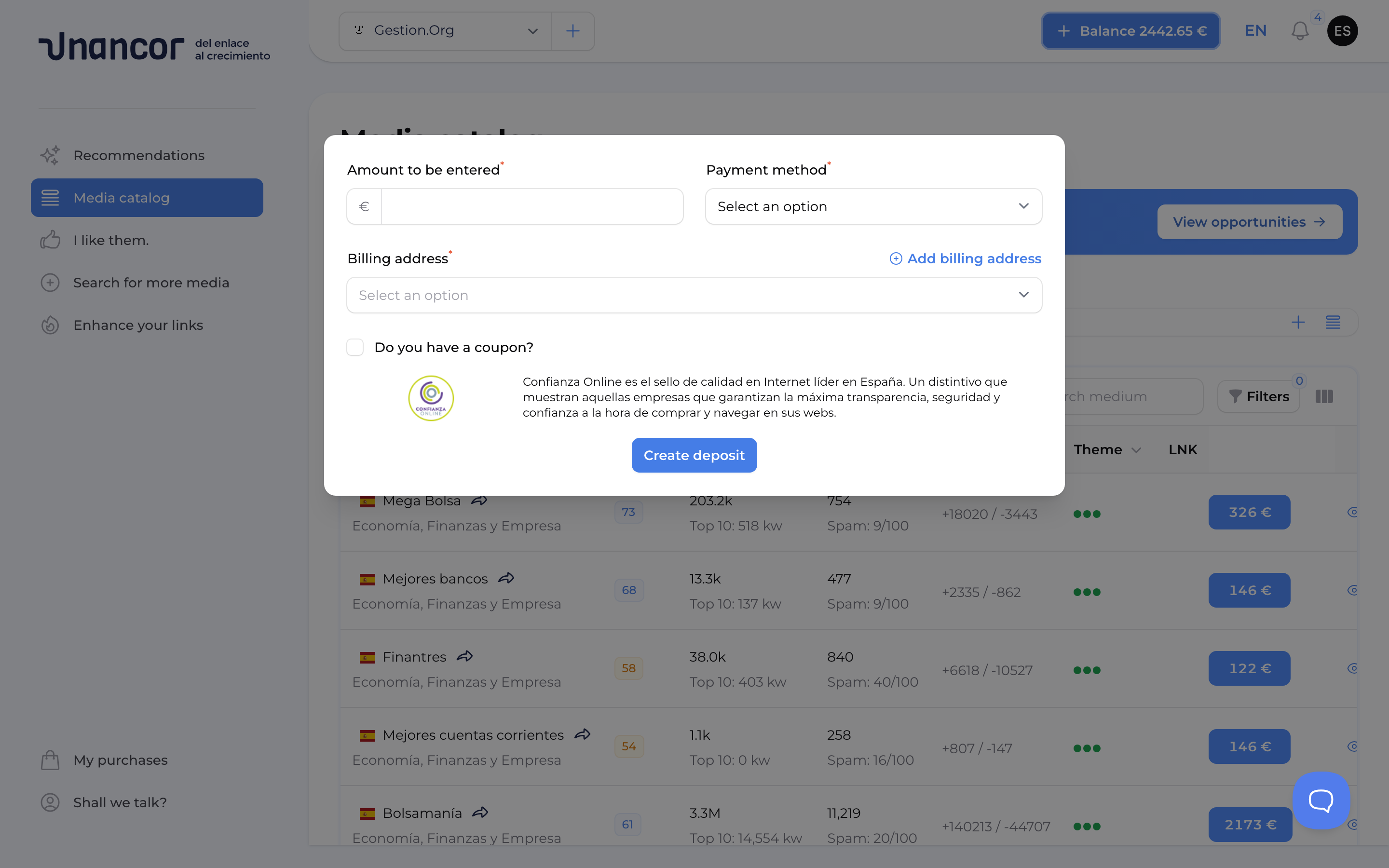 Add funds to your account