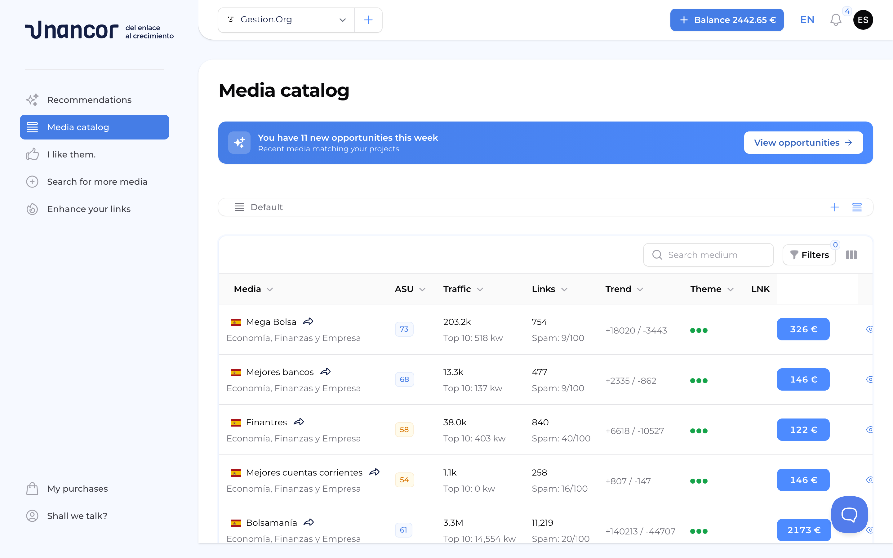Explore the media catalog