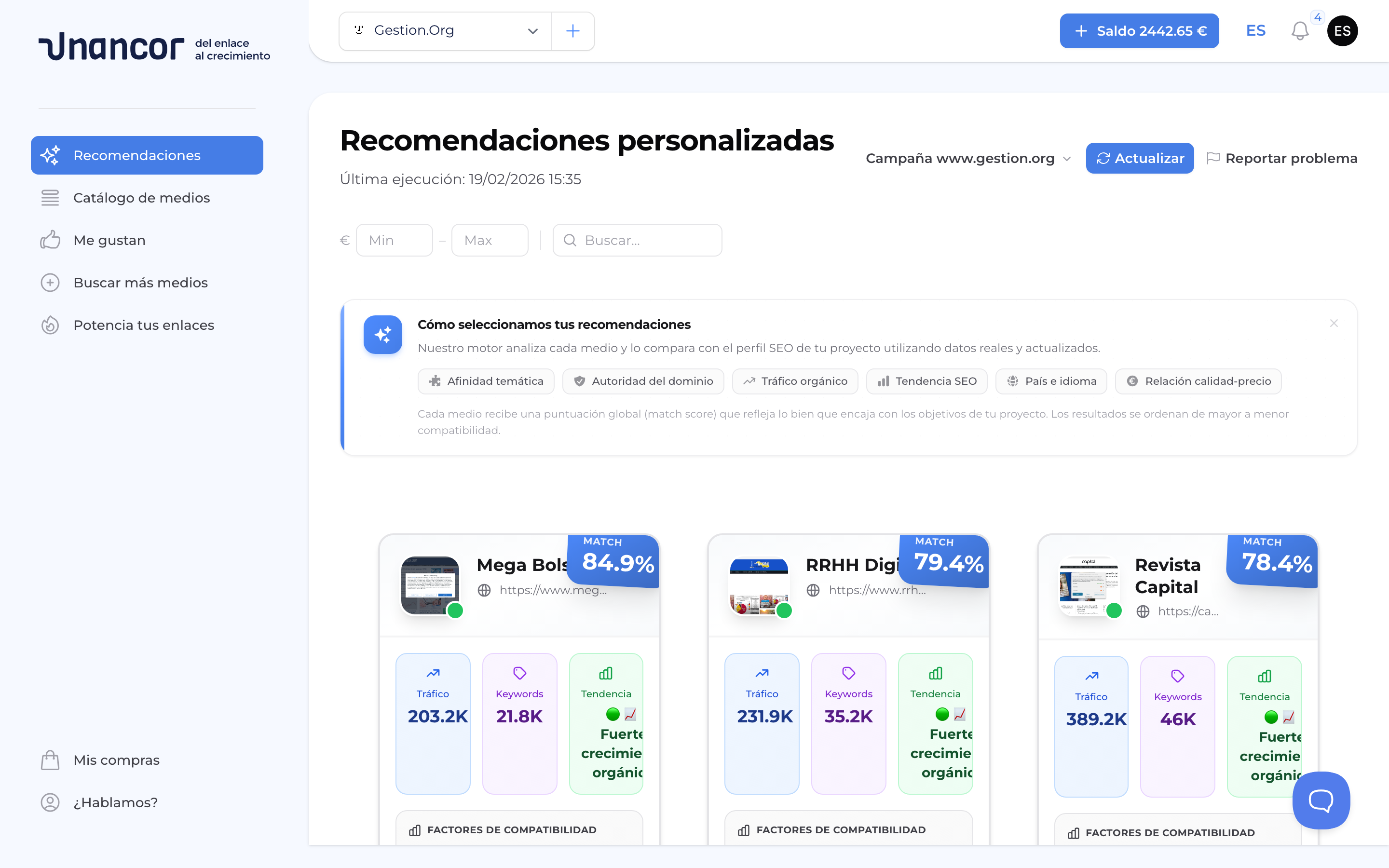 Recomendaciones personalizadas