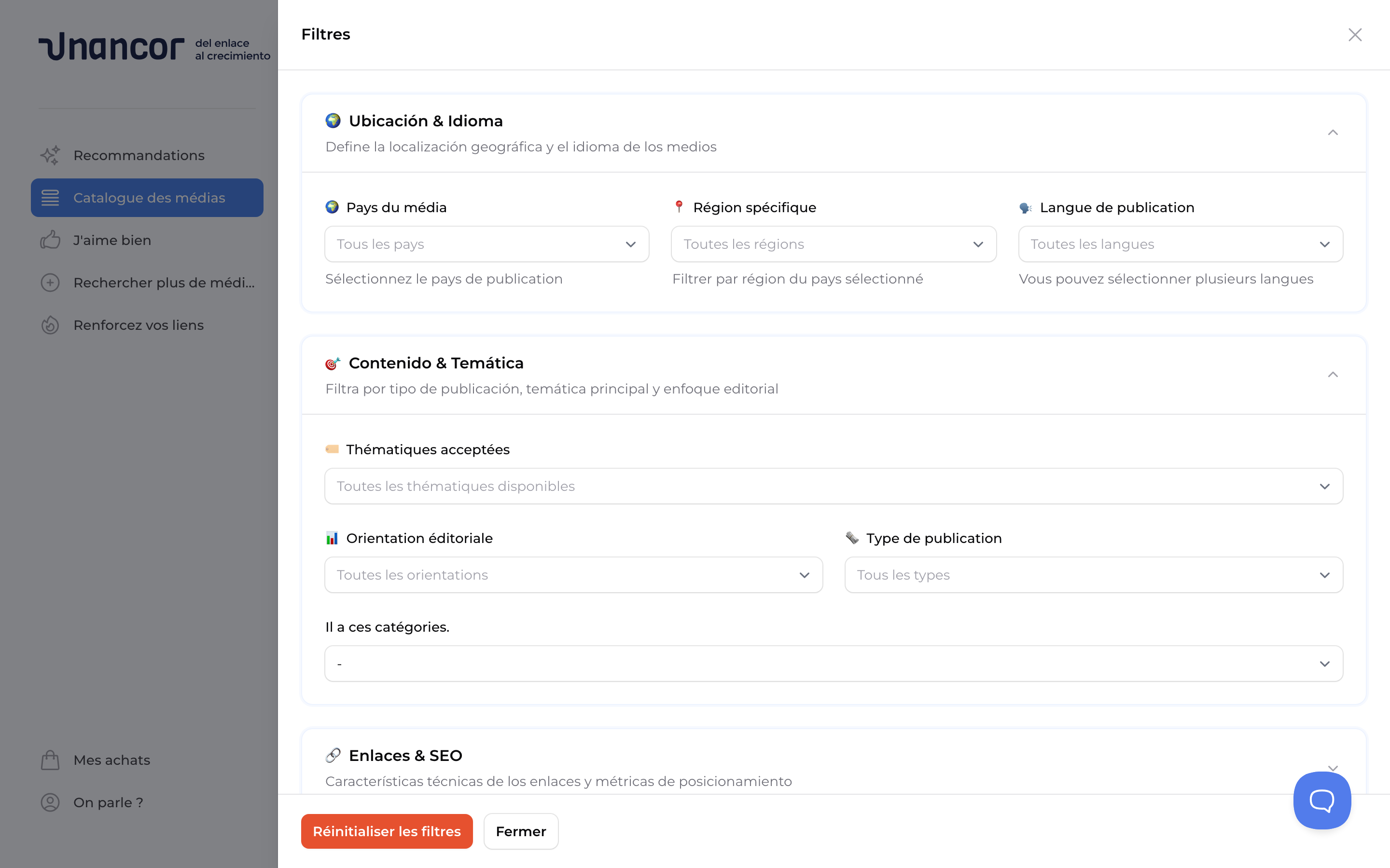 Explorez le catalogue de médias - Filters