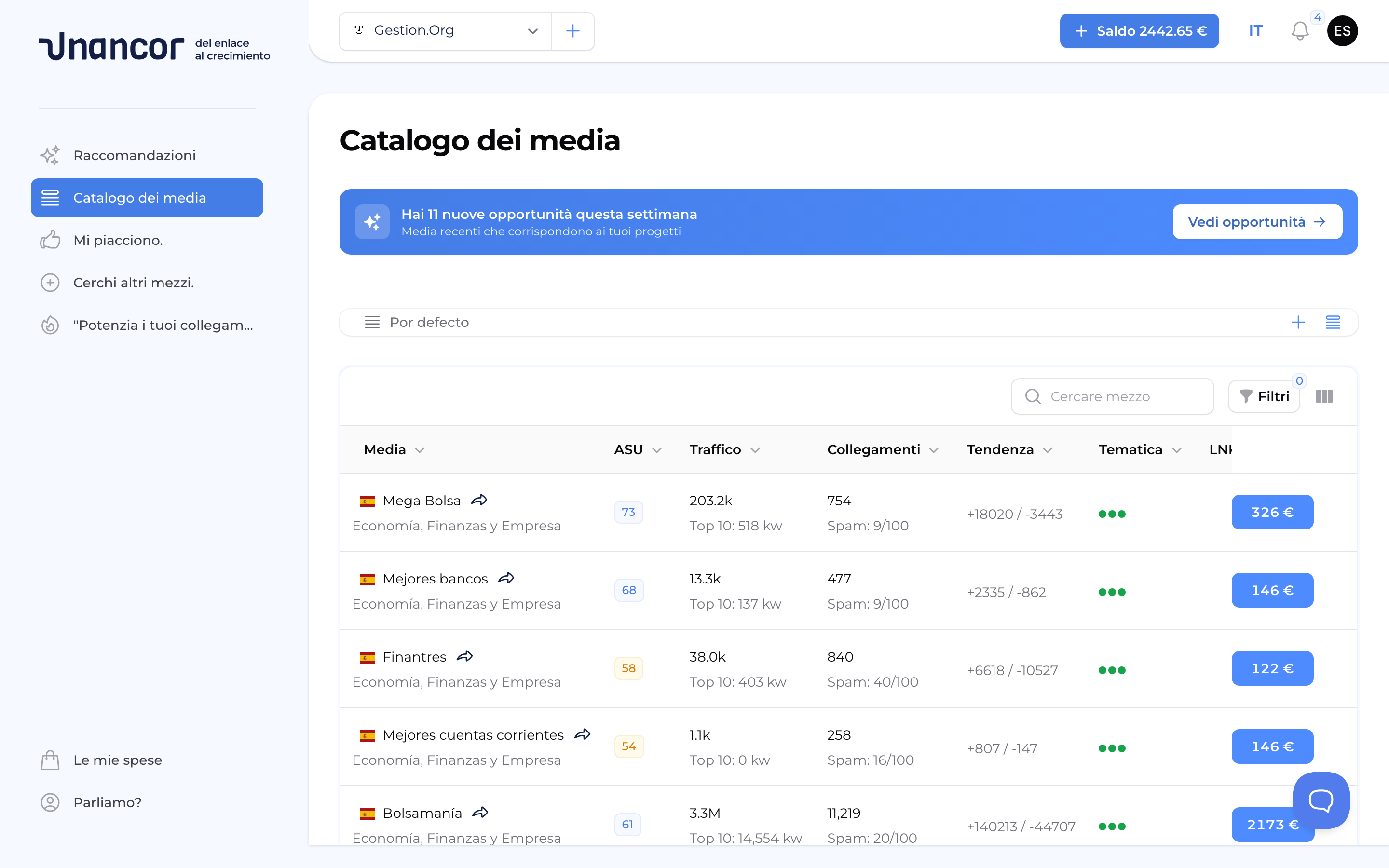 Esplora il catalogo dei media