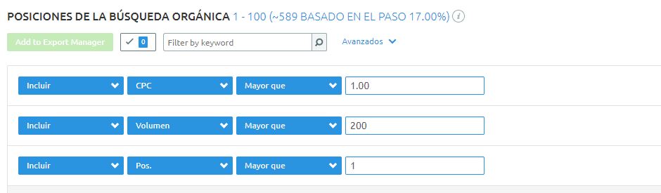 Filtros SemRush