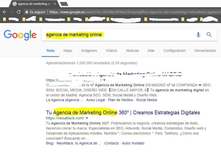 segundos por agencia de marketing online