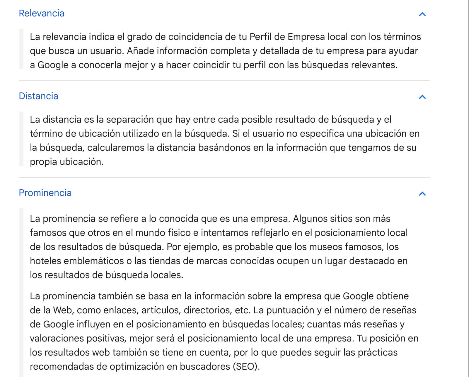 Como determina Google el posicionamiento local