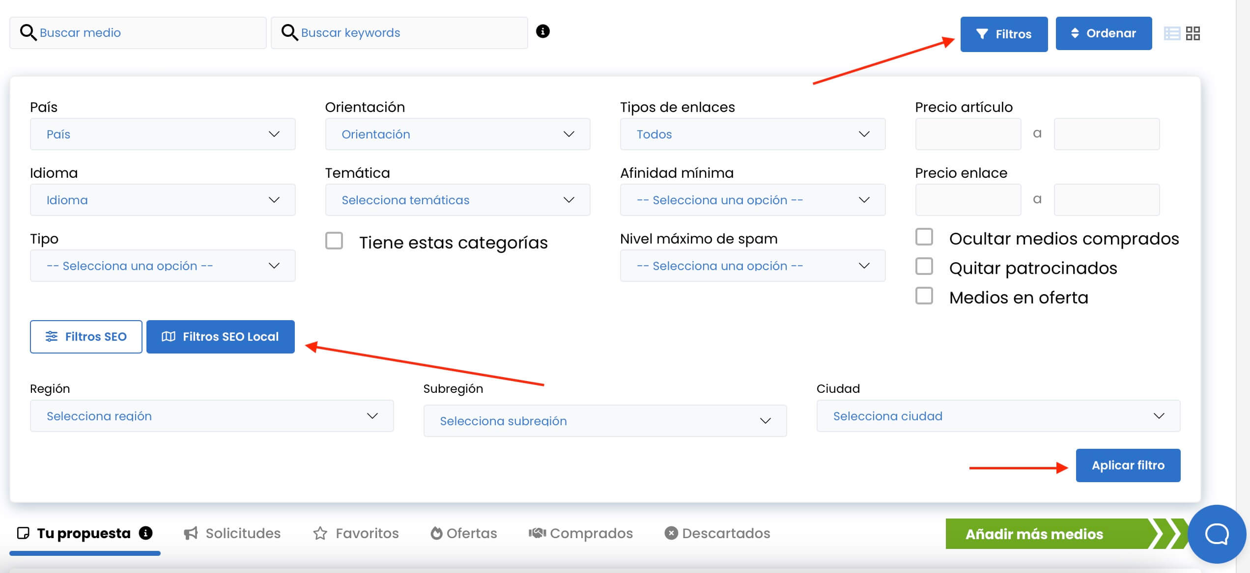 Filtro SEO Local Unancor