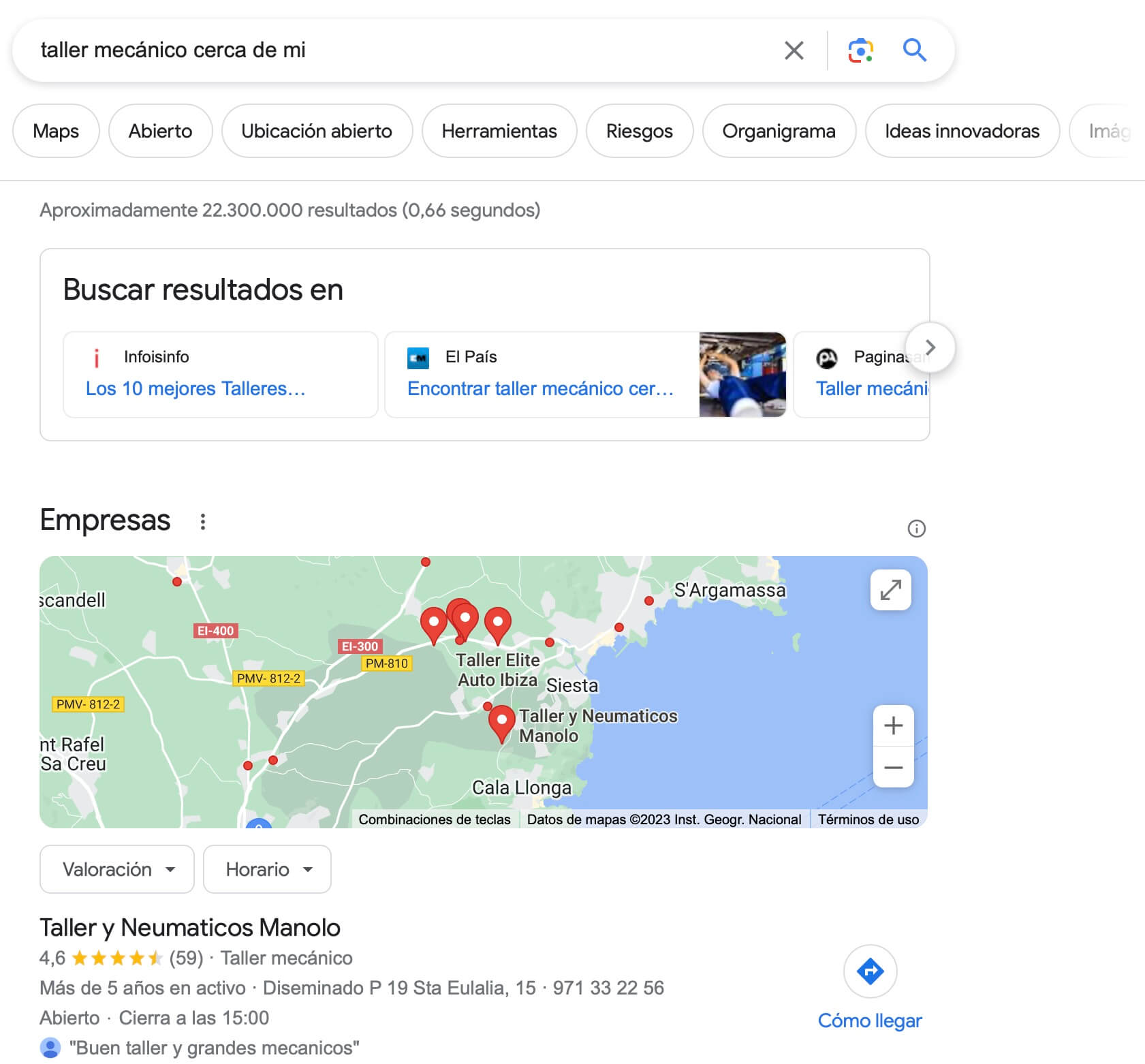 Resultados cerca de mi Google