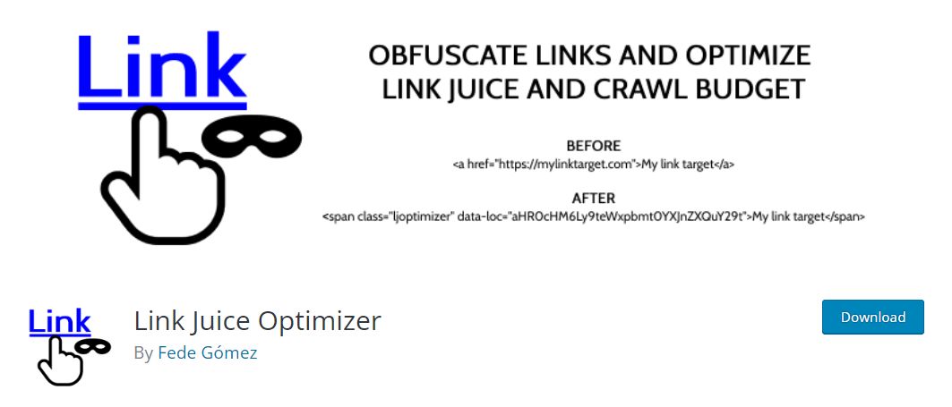 Logotipo del plugin de Link Juice Optimizer que se utiliza para ofuscar los enlaces