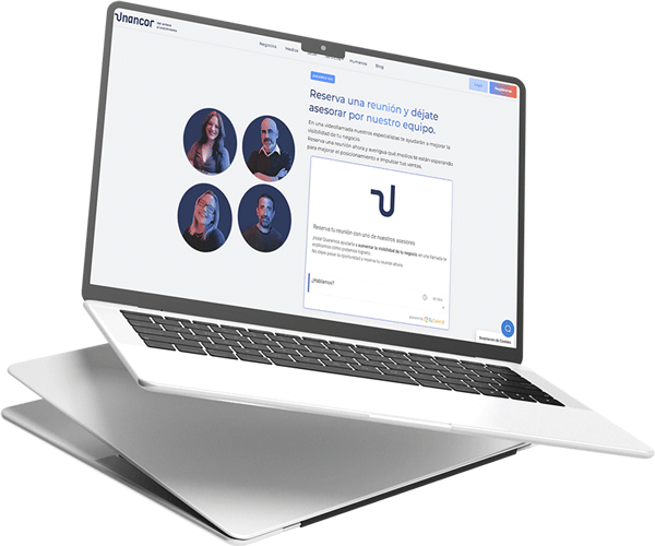 Pantalla de ordenador en el que aparece la sección de la página donde se puede reservar la reunión para la asesoría de Unancor